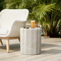 Estate Stone Stool MgO Side Table, Marbled Beige
