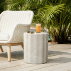 Estate Stone Stool MgO Side Table, Marbled Beige