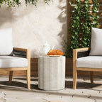 Estate Stone Stool MgO Side Table, Marbled Beige