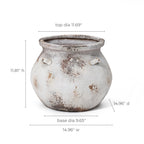 Cauldron MgO Planter, Distressed Off-White, 15"