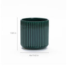 Jade Green Ribbed Tabletop Decorative Ceramic Planter, 11.4"