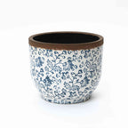 Arbor Round Ceramic Planter, Blue Floral, 11"