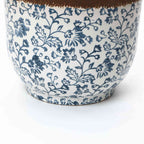 Arbor Round Ceramic Planter, Blue Floral, 13"