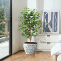 Cobalt Vine Large Ceramic Indoor Outdoor Garden Planter, 15.6"