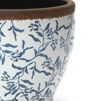 Strata Round Ceramic Planter, Blue Floral, 13"