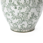Sylvan Round Ceramic Planter, Green Paisley, 10.5"