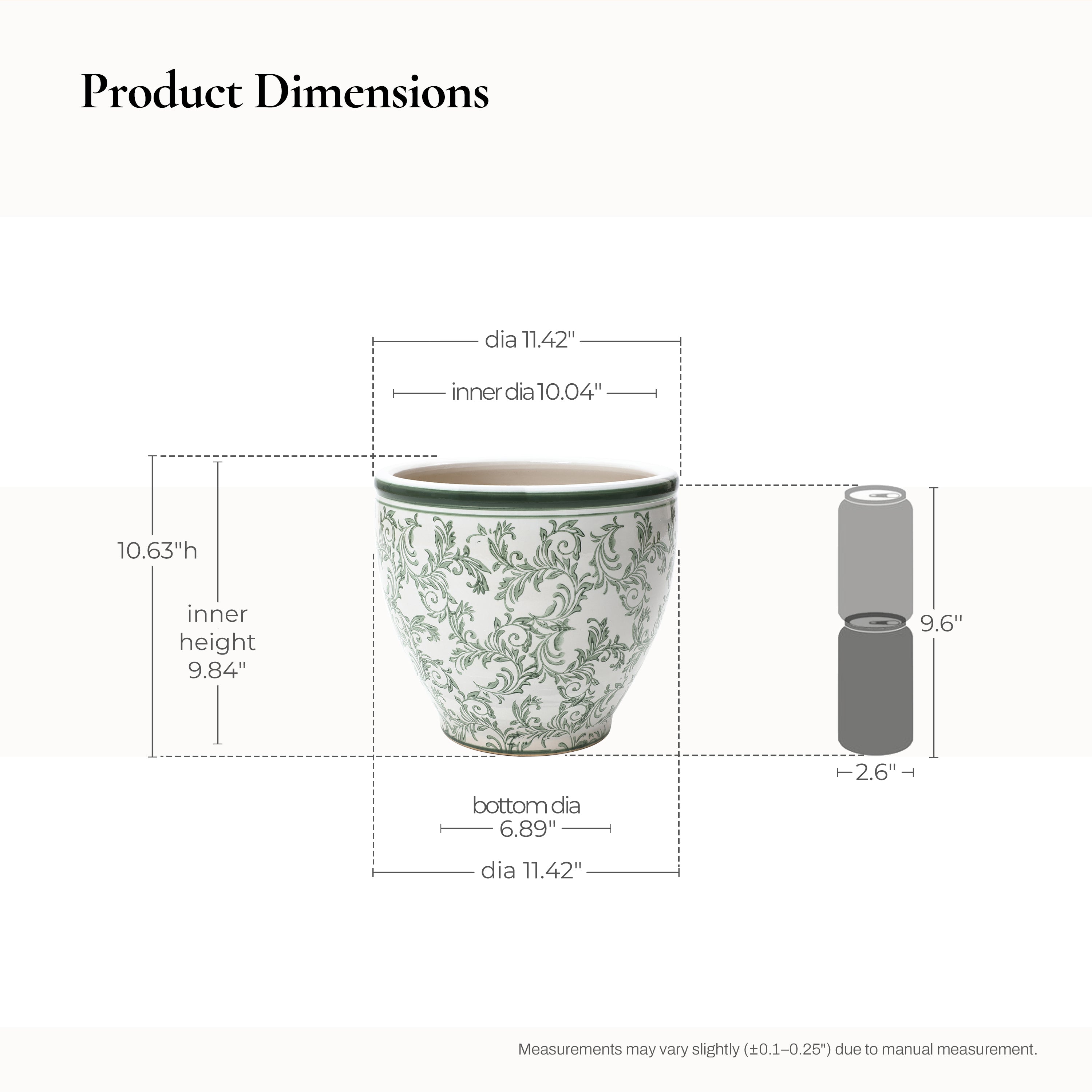 Green Paisley Tabletop Decorative Ceramic Planter Pot, 11.6"