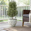 Green Paisley Tabletop Decorative Ceramic Planter Pot, 11.6"