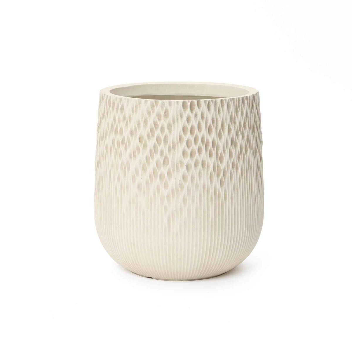 Dune Round Textured Mg0 Planter, Gradient Off-White, 14.5"