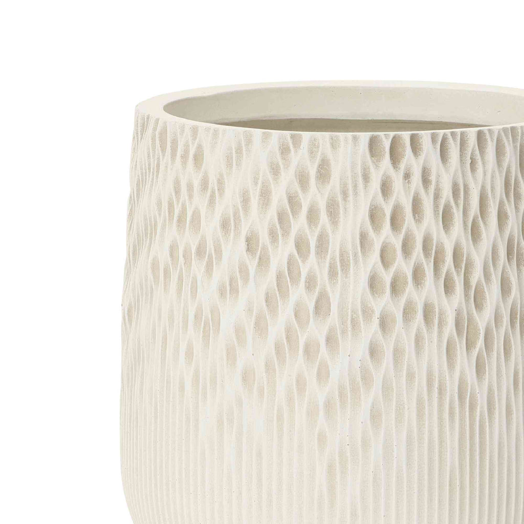 Dune Round Textured Mg0 Planter, Gradient Off-White, 14.5"