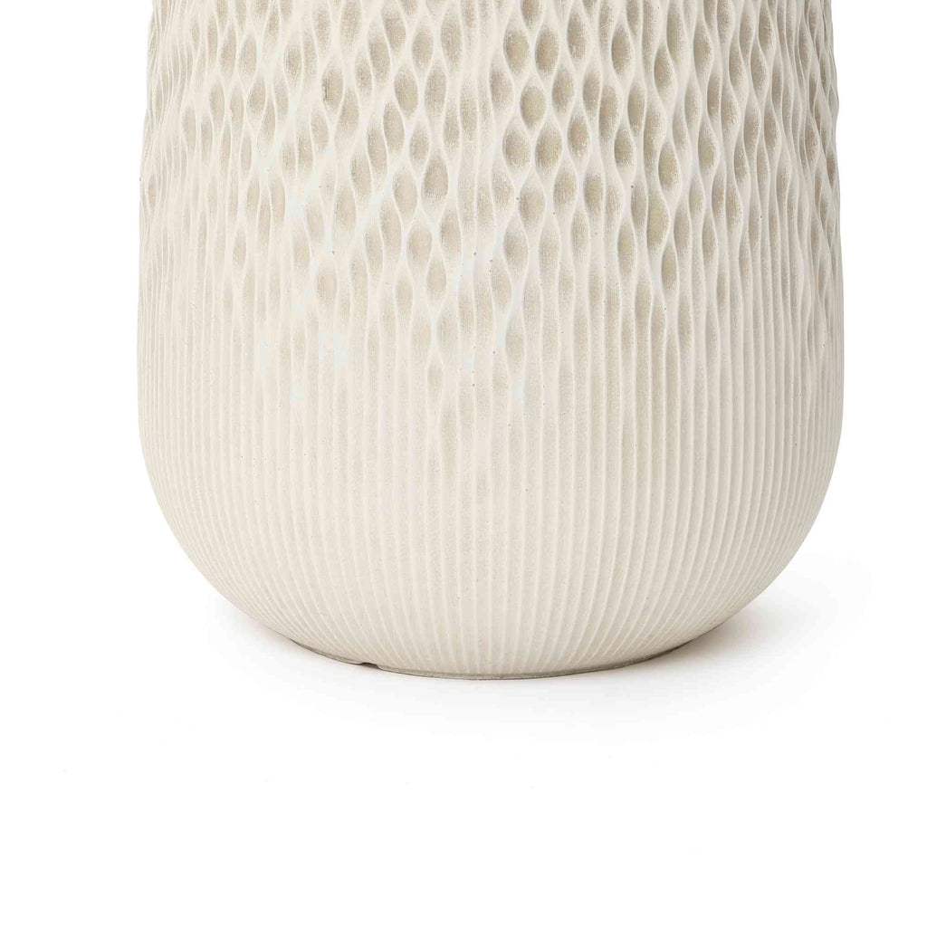 Dune Round Textured Mg0 Planter, Gradient Off-White, 14.5"