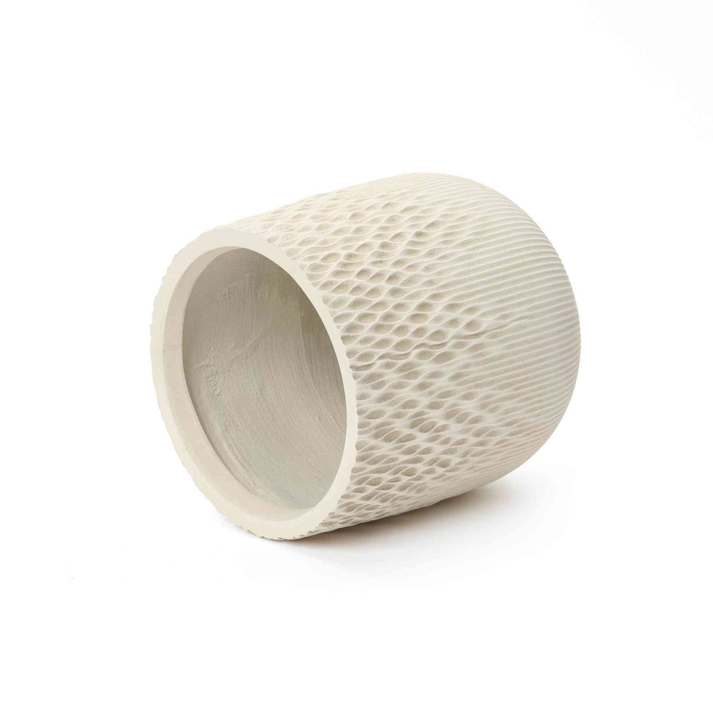 Dune Round Textured Mg0 Planter, Gradient Off-White, 14.5"