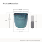 Verdis Round Striated Ceramic Planter, Blue Ombre, 15"