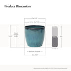 Verdis Round Striated Ceramic Planter, Blue Ombre, 12"