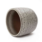 Basin Stone-Textured Ceramic Planter, Grid Gray, 11"