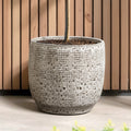 Gray Grid Tabletop Ceramic Indoor Outdoor Planter Pot, 12"