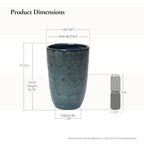 Ocean Grid Teal Ceramic Textured Garden Pot, 17.3"