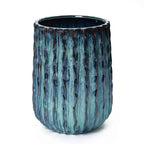 Cove Tall Fluted Ceramic Planter, Blue-Green Ombre, 17.5"