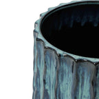 Cove Tall Fluted Ceramic Planter, Blue-Green Ombre, 17.5"