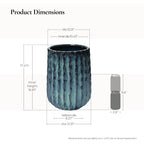 Green Gradient Ribbed Ceramic Tall Floor Planter, 17.6"