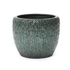 Verdis Round Striated Ceramic Planter, Green Glaze, 12"