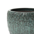 Verdis Round Striated Ceramic Planter, Green Glaze, 12"