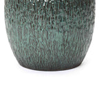 Verdis Round Striated Ceramic Planter, Green Glaze, 12"