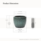 Verdis Round Striated Ceramic Planter, Green Glaze, 12"