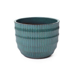 Veranda Round Textured Ceramic Planter, Green-Blue, 12"
