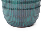 Veranda Round Textured Ceramic Planter, Green-Blue, 12"