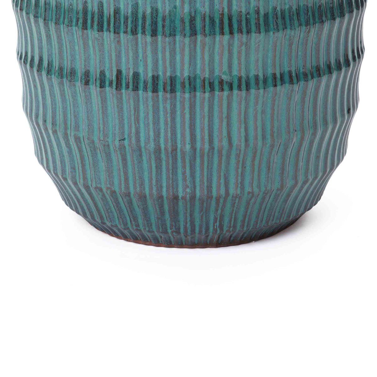 Veranda Round Textured Ceramic Planter, Green-Blue, 12"