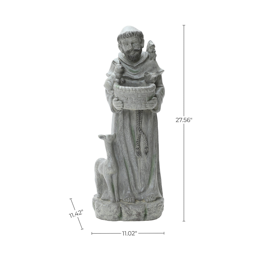 Saint Francis MgO Outdoor Birdfeeder Statue, 27.6"
