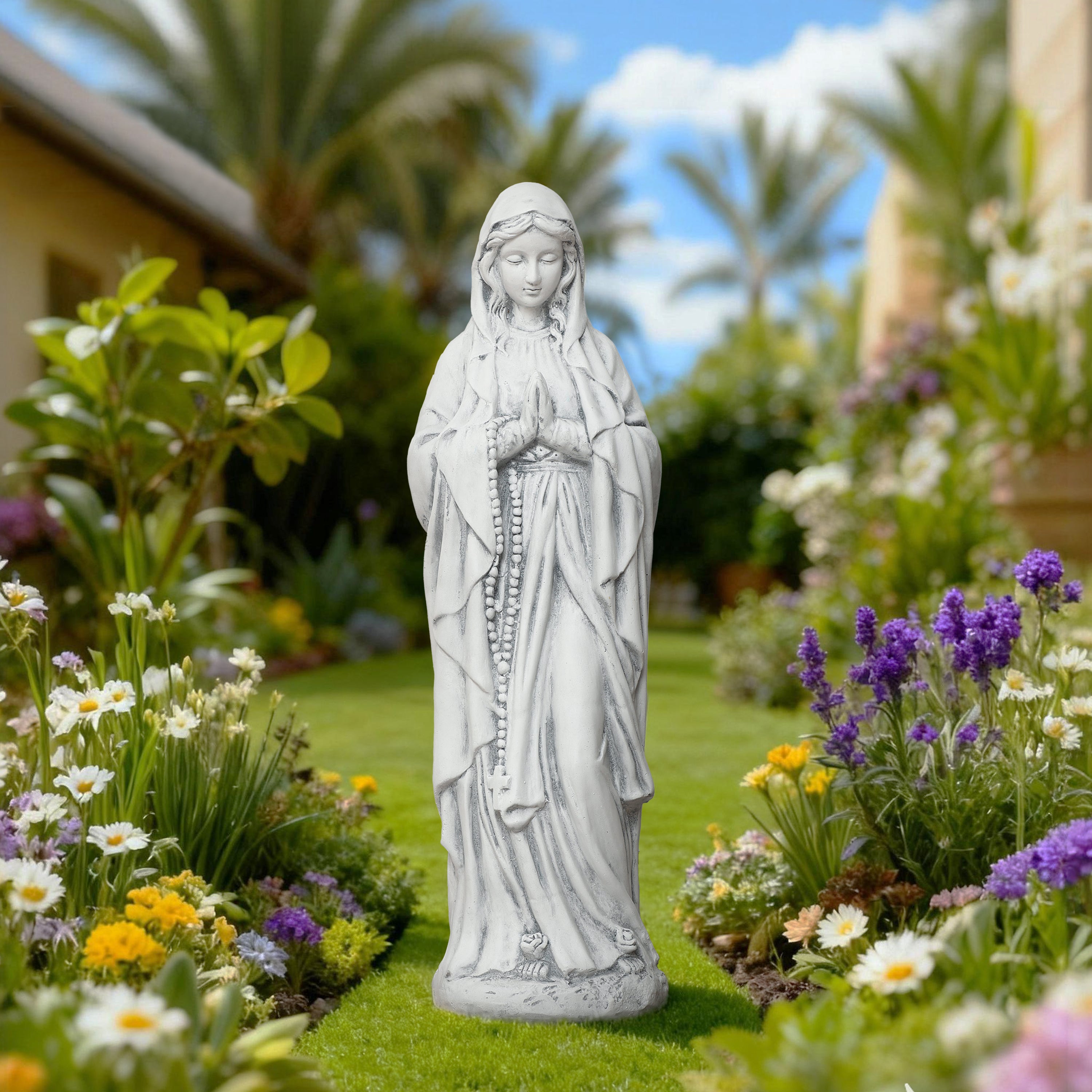 Praying Mary Outdoor Religious Garden Statue, 29.5"