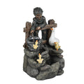 Resin Child and Duck Family Outdoor Fountain with LED Light