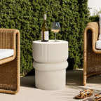 Roundel Ridged MgO Side Table, Beige