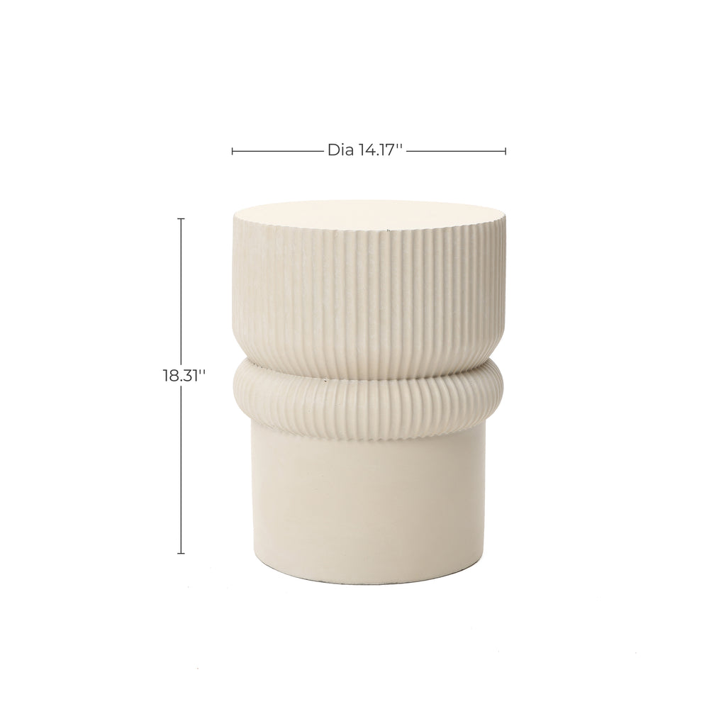 Roundel Ridged MgO Side Table, Beige