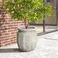 Linden Tall Stone-Effect MgO Planter, Rustic White, 18.5"