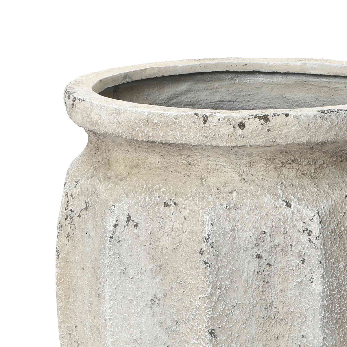 Linden Tall Stone-Effect MgO Planter, Rustic White, 18.5"