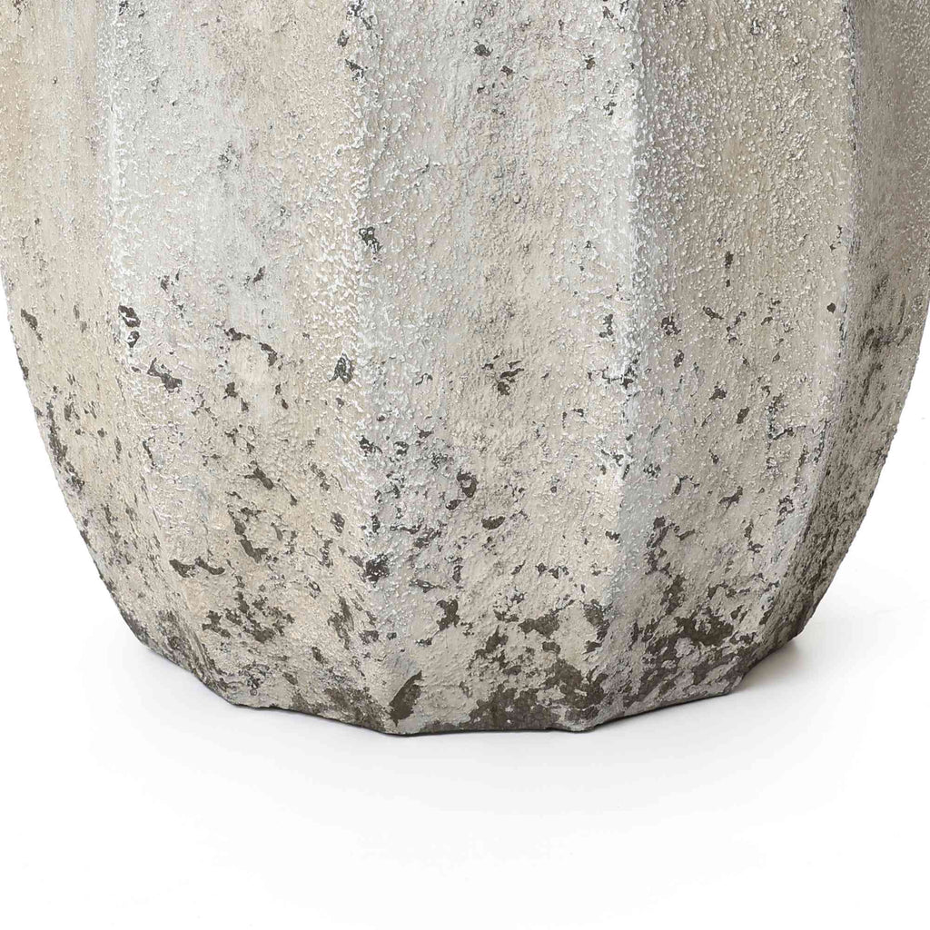 Linden Tall Stone-Effect MgO Planter, Rustic White, 18.5"