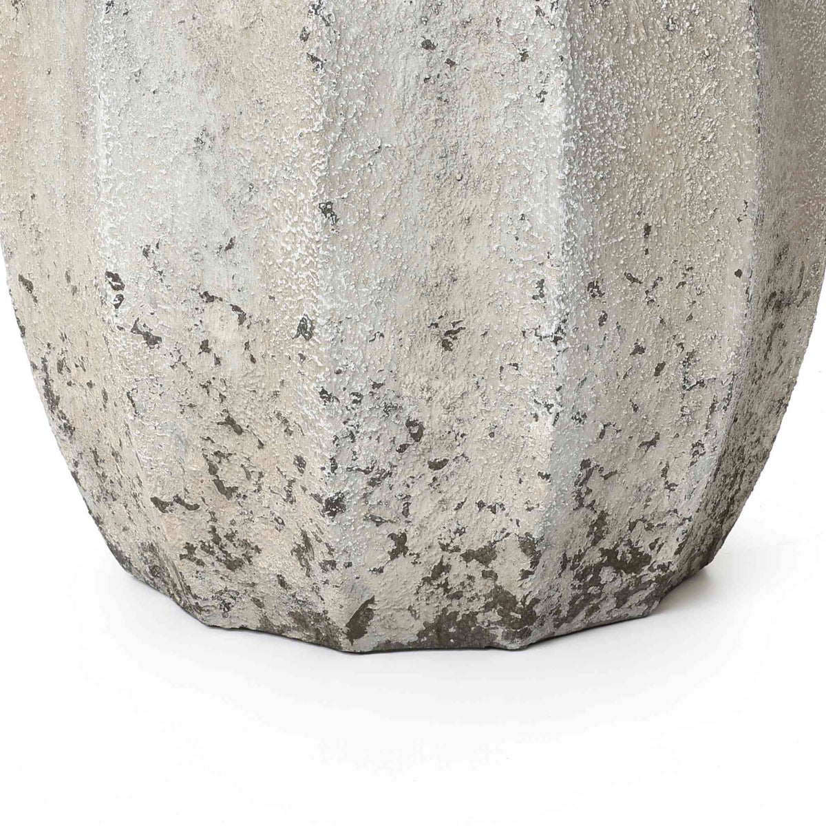 Linden Tall Stone-Effect MgO Planter, Rustic White, 18.5"