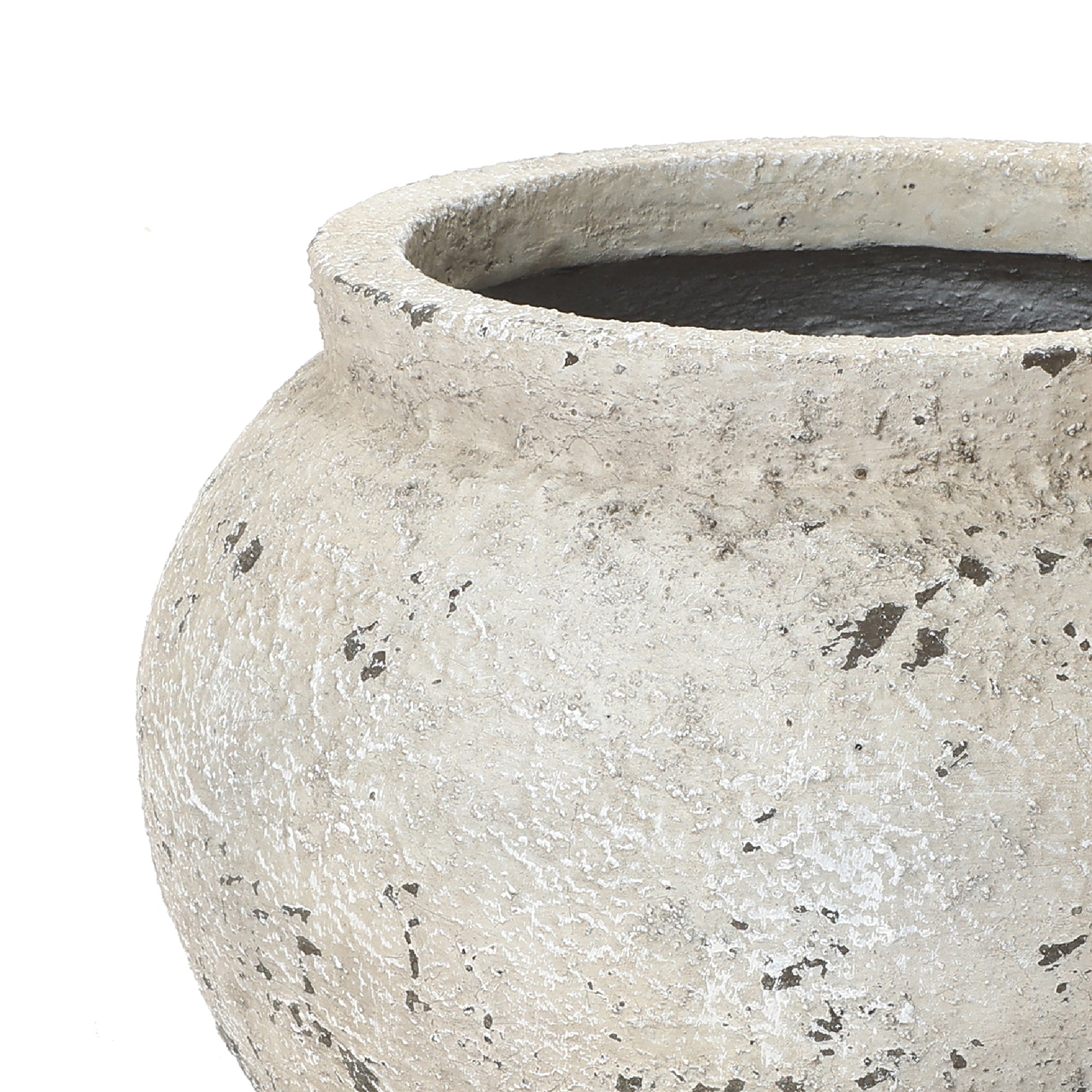 Linden Wide Stone-Effect MgO Planter, Rustic White, 12"