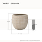 Canyon Round Fluted MgO Planter, Beige, 15"