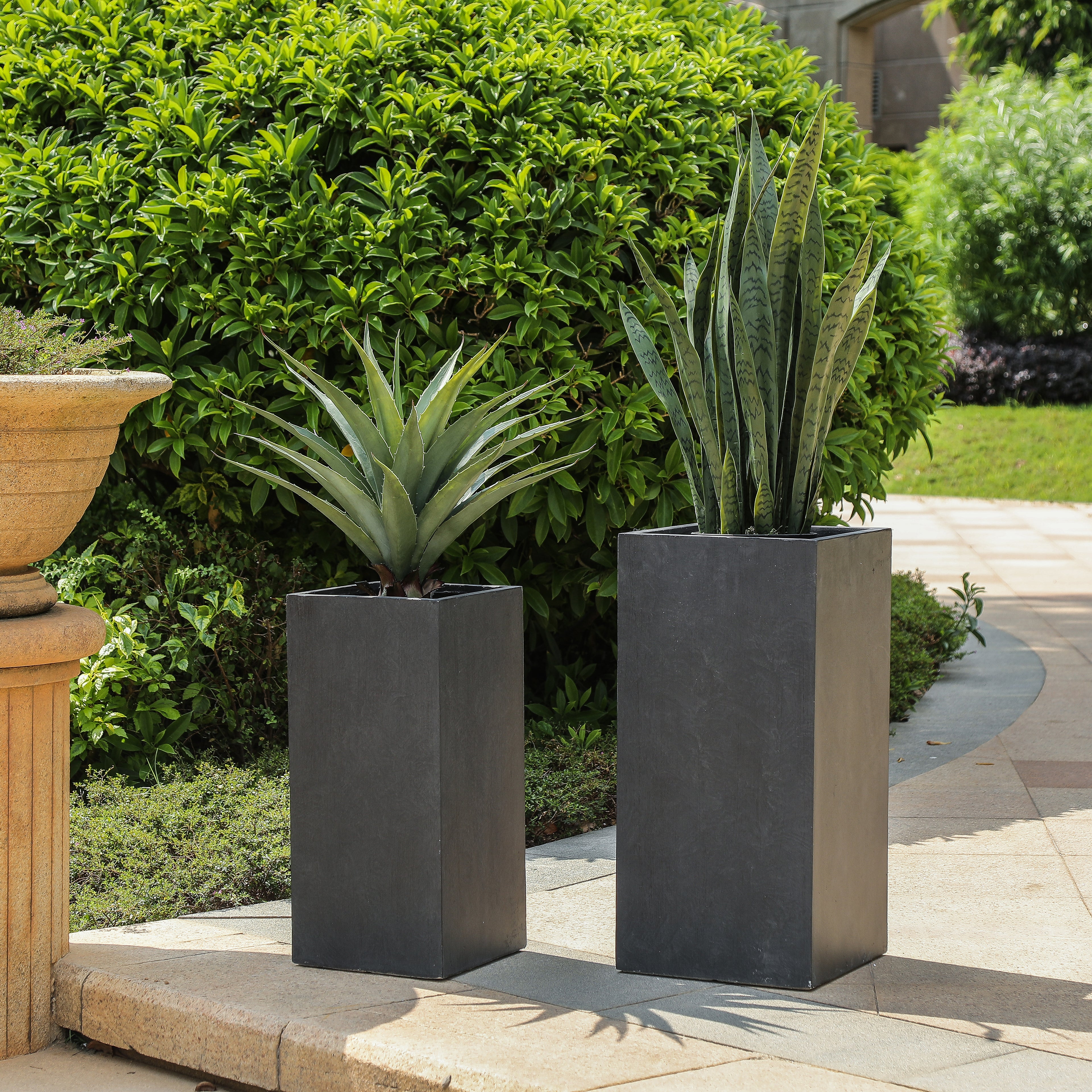 Set of 2 Gray Tall Square MgO Planters