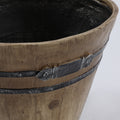 Set of 2 Rustic Brown Faux Wood Whiskey Barrel MgO Planters