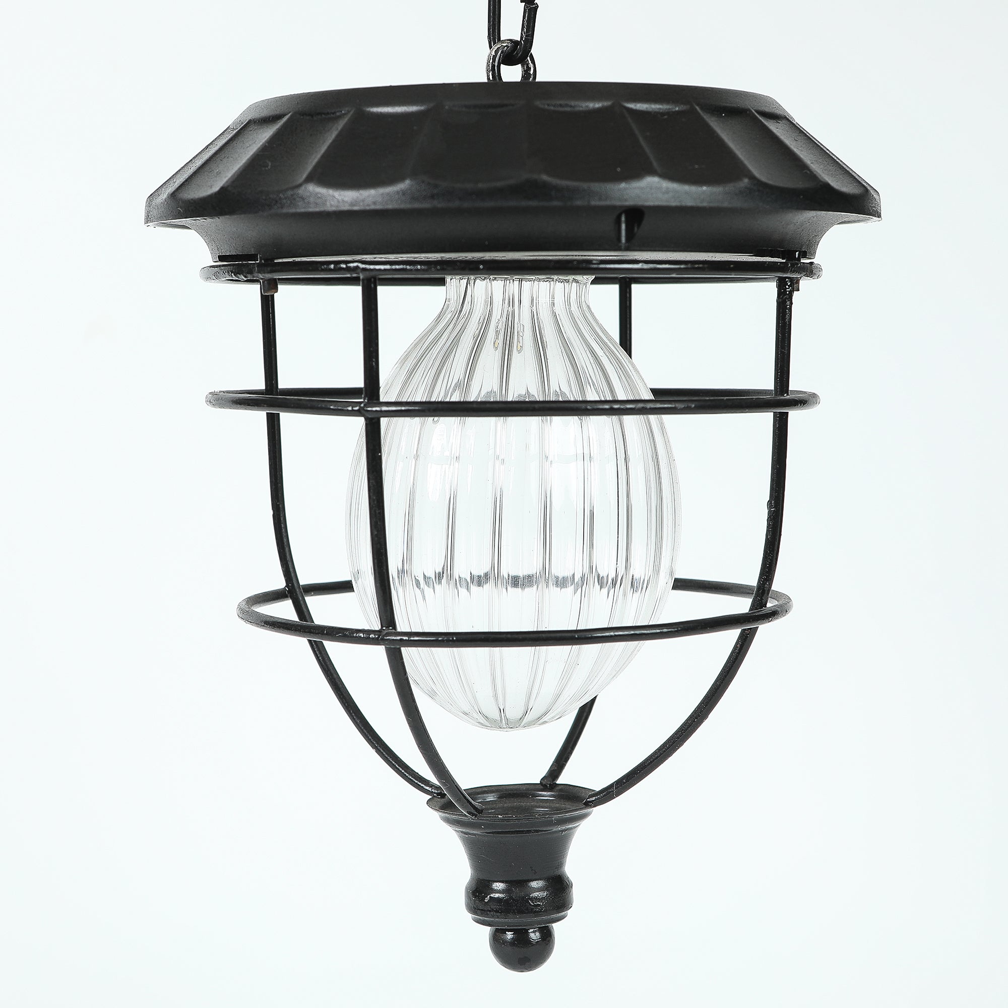 Brown Metal/Plastic Outdoor Solar Hanging Lantern
