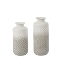 Set of 2 Gray and White Metal Bottle Vases, Tabletop Decoration