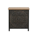 3-Drawer 30.25" H x 28.2" W Black and Gold Wood Carved Floral Accent Chest