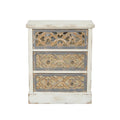 3-Drawer 35.25" H x 28.62" W Rustic Off White and Natural Wood Accent Chest