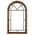 Arched Wood Framed Window Wall Mirror
