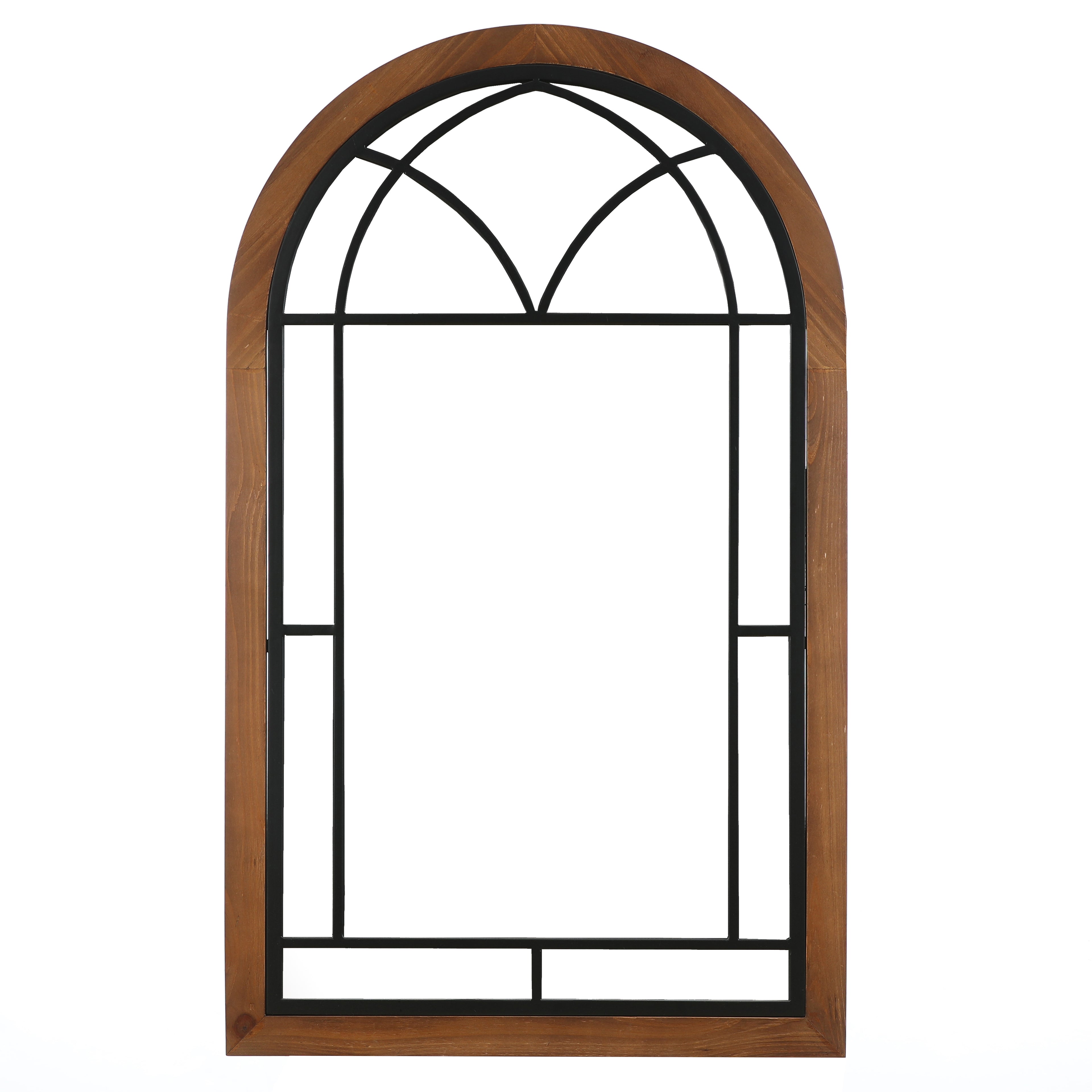 Arched Wood Framed Window Wall Mirror